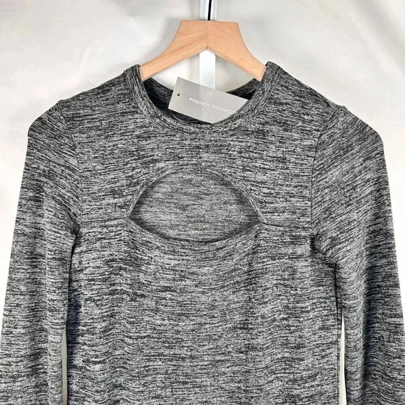 French Connection Space Dye Size Large Sweater Dress Midi Gray Stretch - Picture 7 of 12